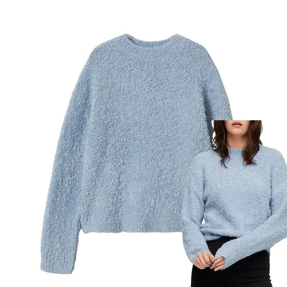 Mango Gallet Textured Boucle Knit Sweater XS